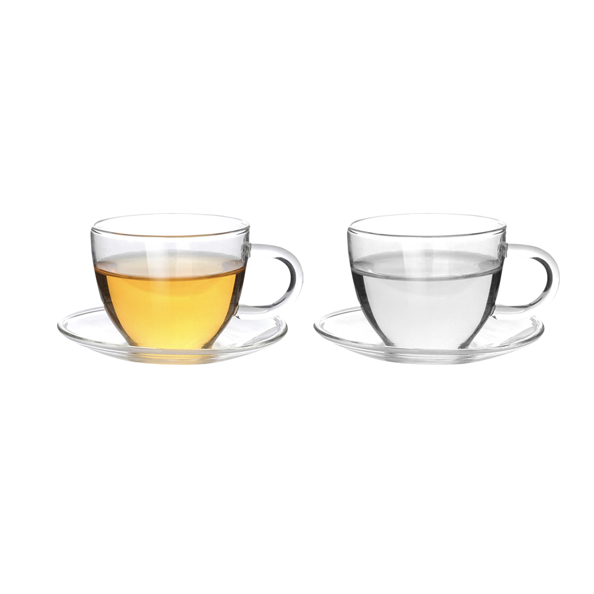 Simple Glass Coffee Cup with Saucer